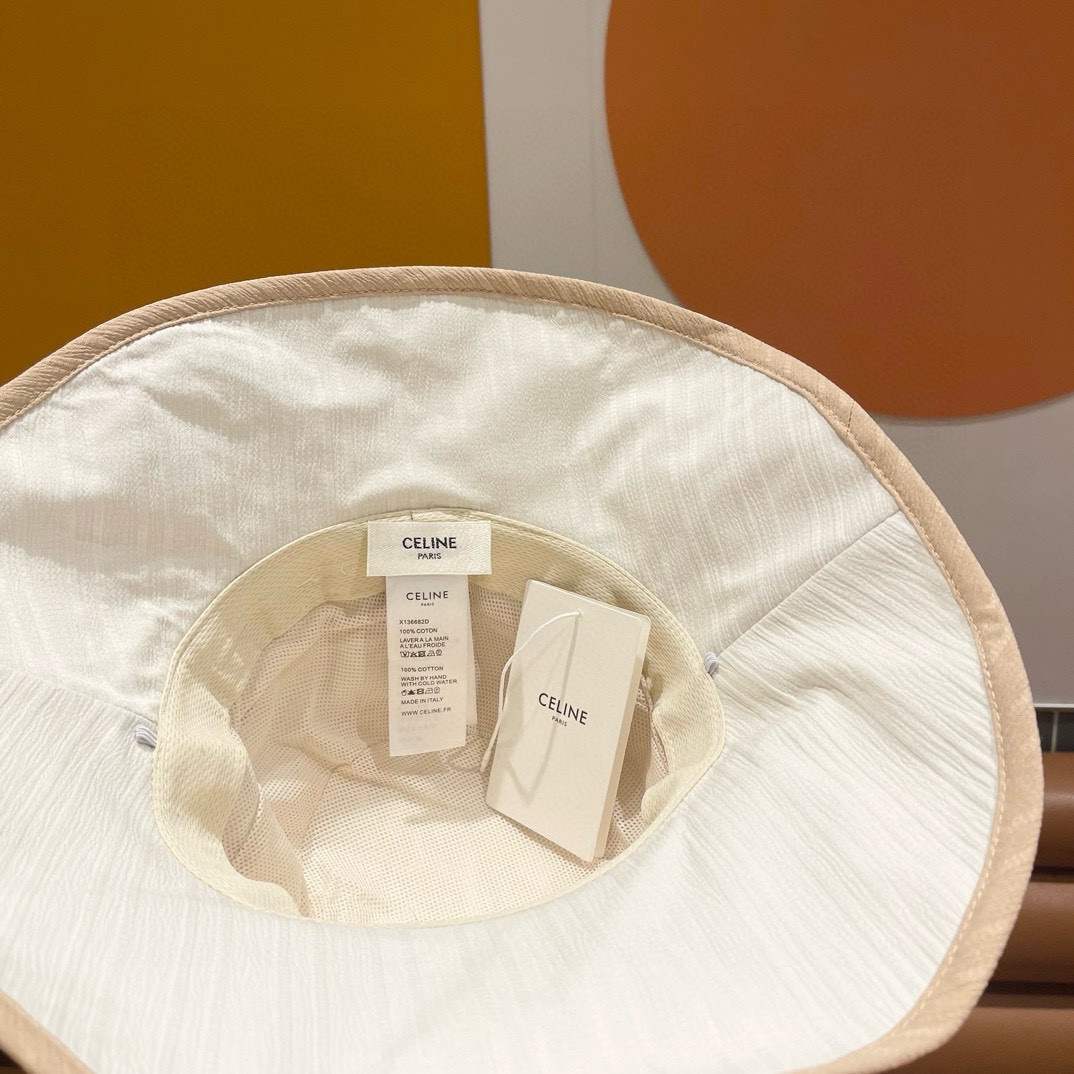  CELINE赛琳新款渔夫帽女春夏季出游大檐防紫外线遮阳帽韩版蝴蝶结太阳帽 