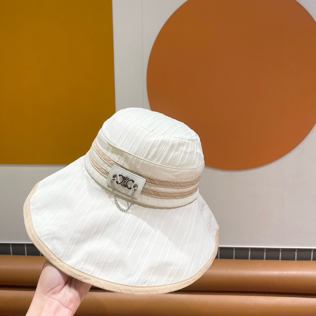  CELINE赛琳新款渔夫帽女春夏季出游大檐防紫外线遮阳帽韩版蝴蝶结太阳帽 