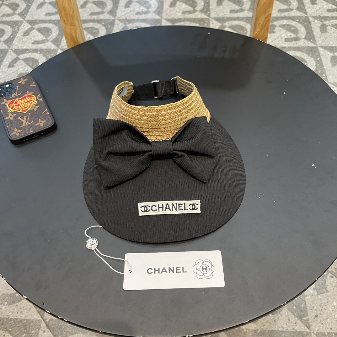 Chanel verano lazo sombrero para mujer, salidas, protección UV, dulce y versátil, sombrero de sol, sombrero sin copa, s…