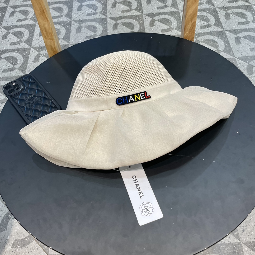 【Chanel】nuevo sombrero de pescador de ala ancha para el sol de 2024, simple y elegante, excelente protección solar, se …