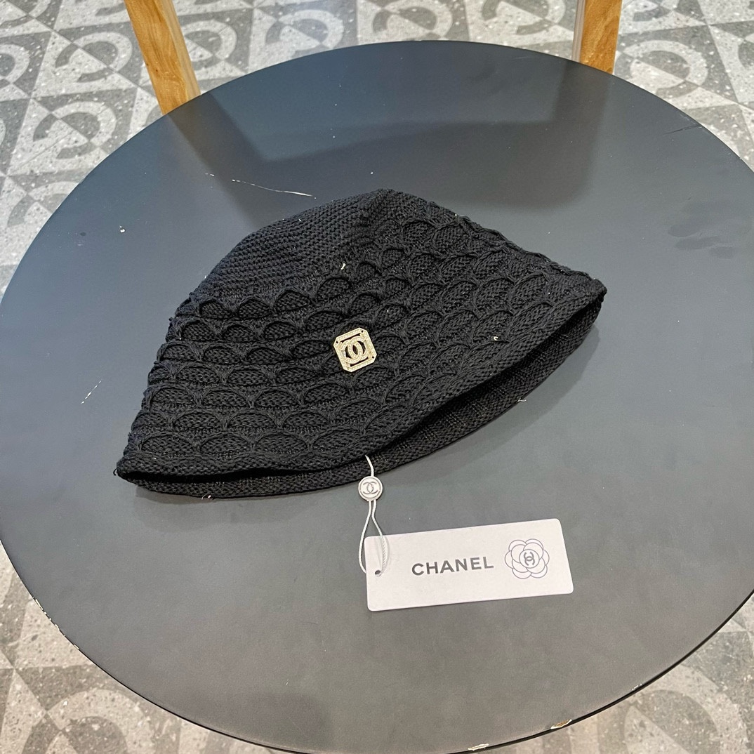 Sombrero de pescador de punto fino estilo coreano de Chanel para mujer, primavera/verano, que hace la cara más pequeña,…