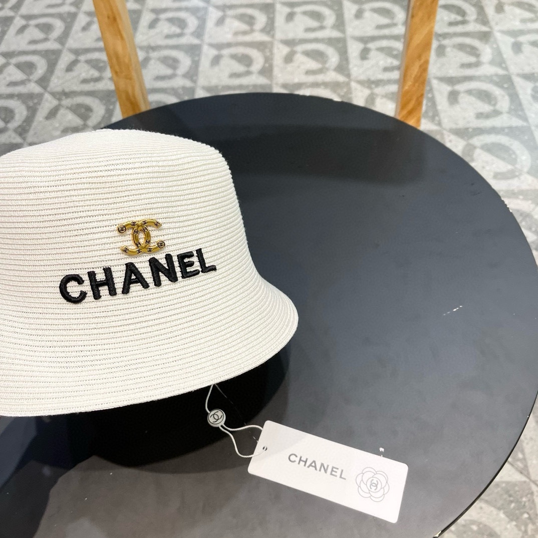 Chanel香奈儿草帽刺绣logo字母礼帽细草制作帽型超赞头围57cm