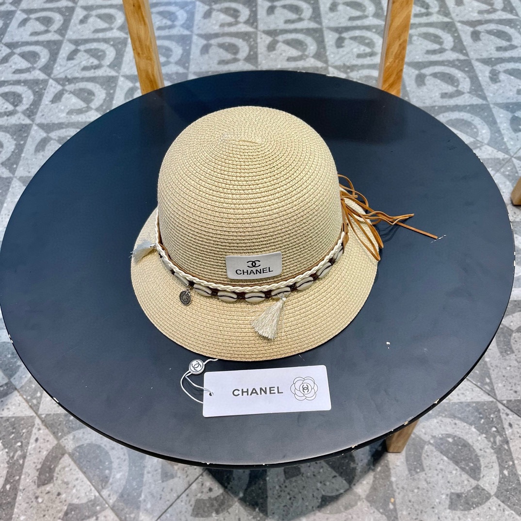 Chanel Sombreros Sombrero de paja Universal para hombres y mujeres Mujeres Playa