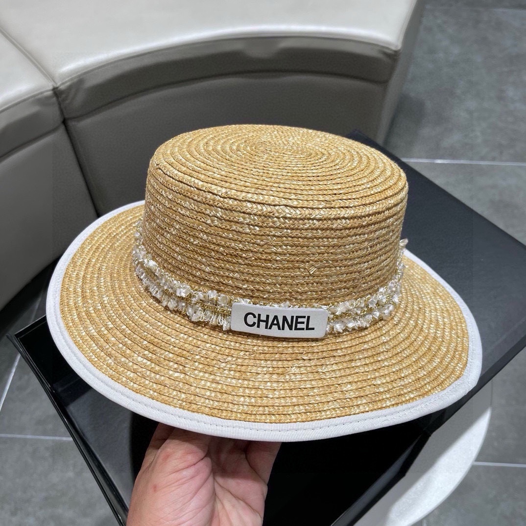 Chanel2024新款香奈儿草帽防晒遮阳帽头围57cm