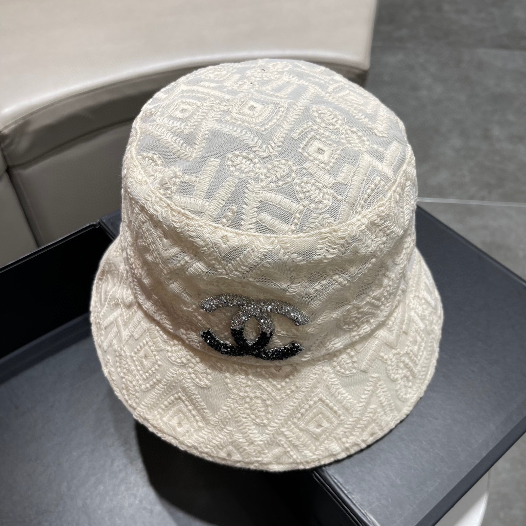 Chanel 2024 primavera nuevo sombrero de pescador estilo dama elegante, plegable, fácil de llevar de viaje, circunferenc…