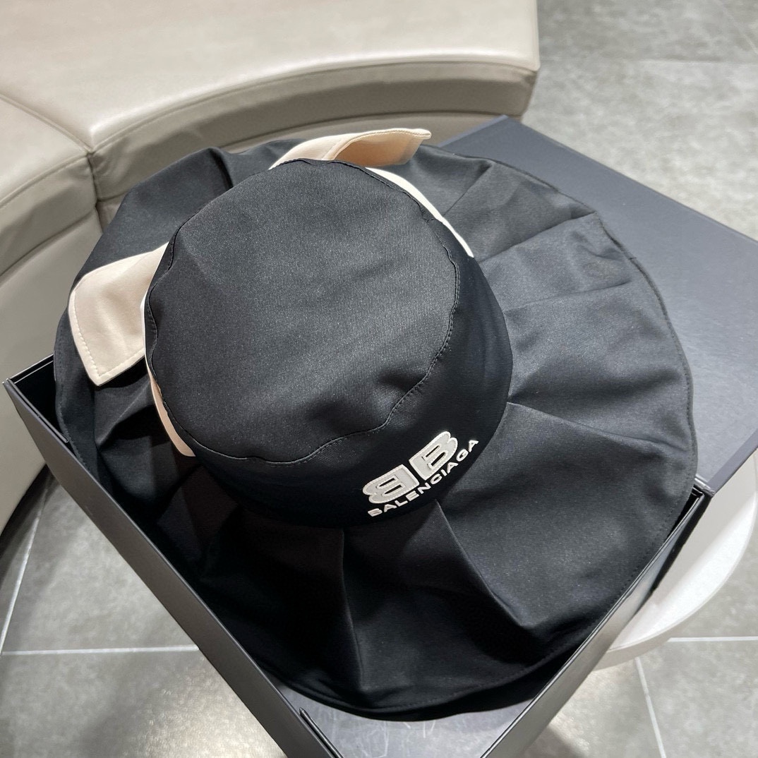 巴黎世家Balenciaga2024春款设计师小众品牌立体浮雕棒渔夫帽定制立体logo大帽檐防晒更好很潮