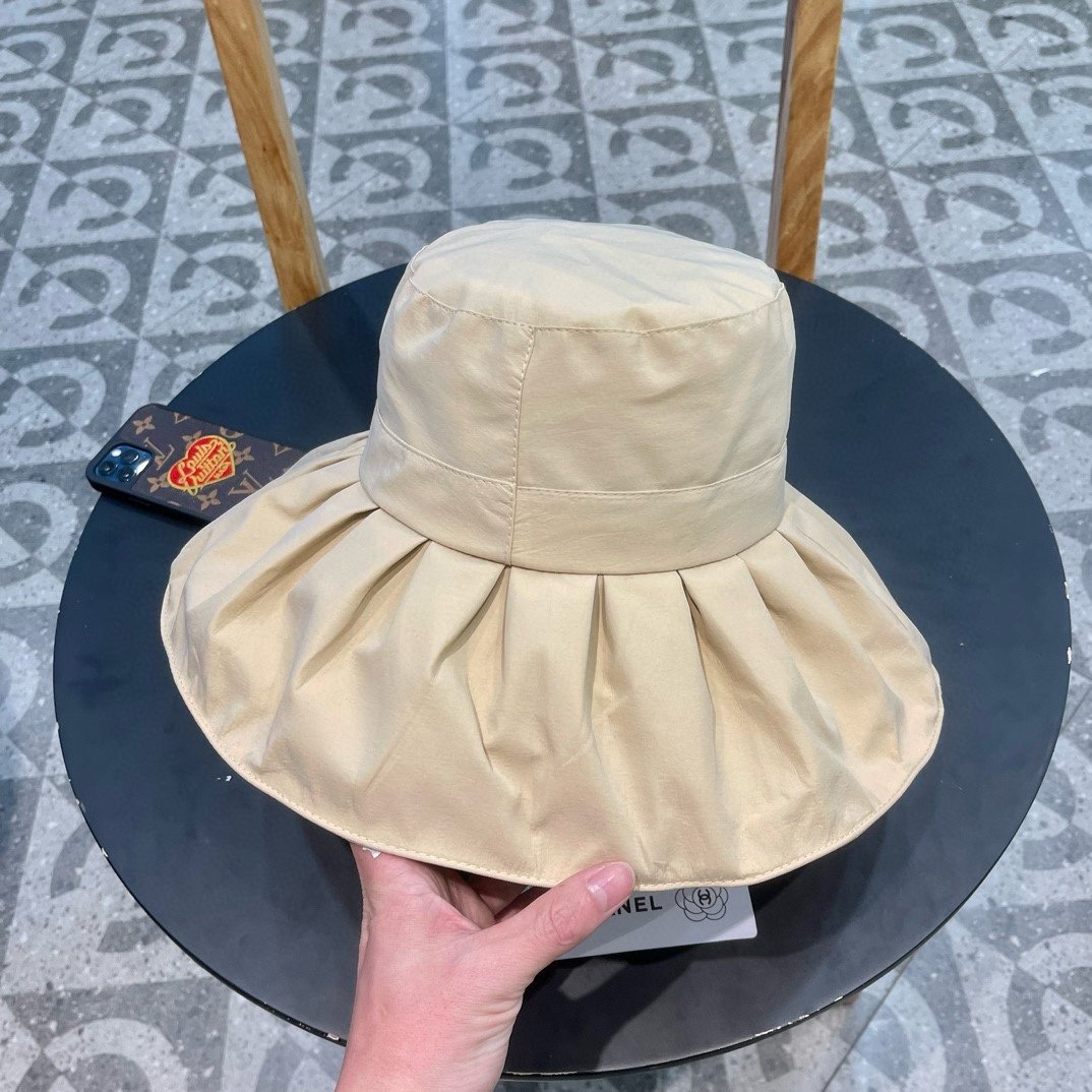 Chanel香奈儿洗水牛仔徽标logo抽绳束带遮阳帽渔夫帽帽子