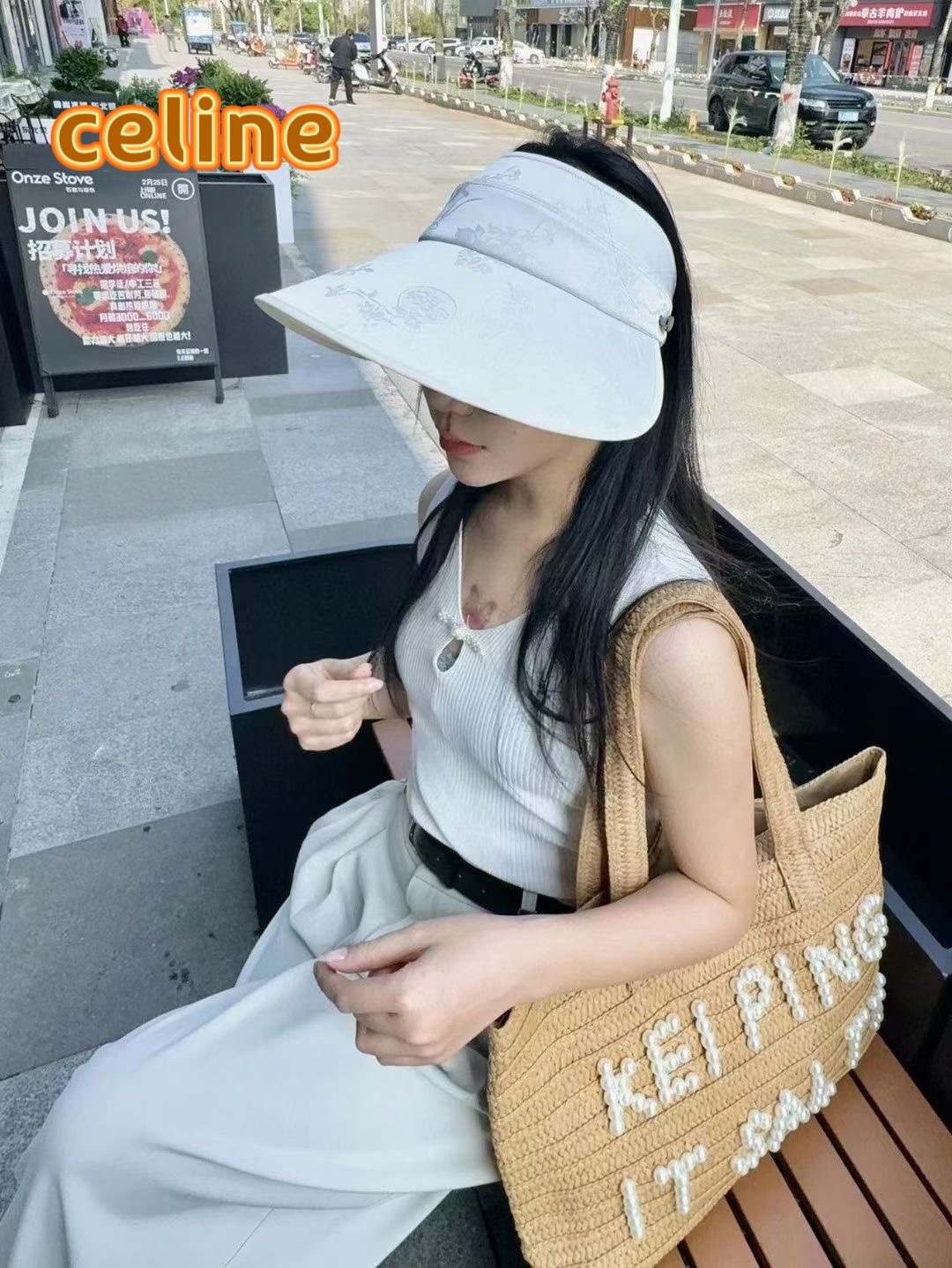 NO:196104,Celine cellne new Chinese style Chinese style pattern colorful pepper empty top sun hat women travel in summer large brim UV rays face small fashion hat fisherman hat baseball hat knit hat, hat, celine, espadrilles, hats19860909赛琳cellne新中式国风花纹彩椒空顶遮阳帽女夏季出游大檐防紫外线显脸小时尚帽子渔夫帽棒球帽针织帽,帽子,celine,espadrilles,hats,hat