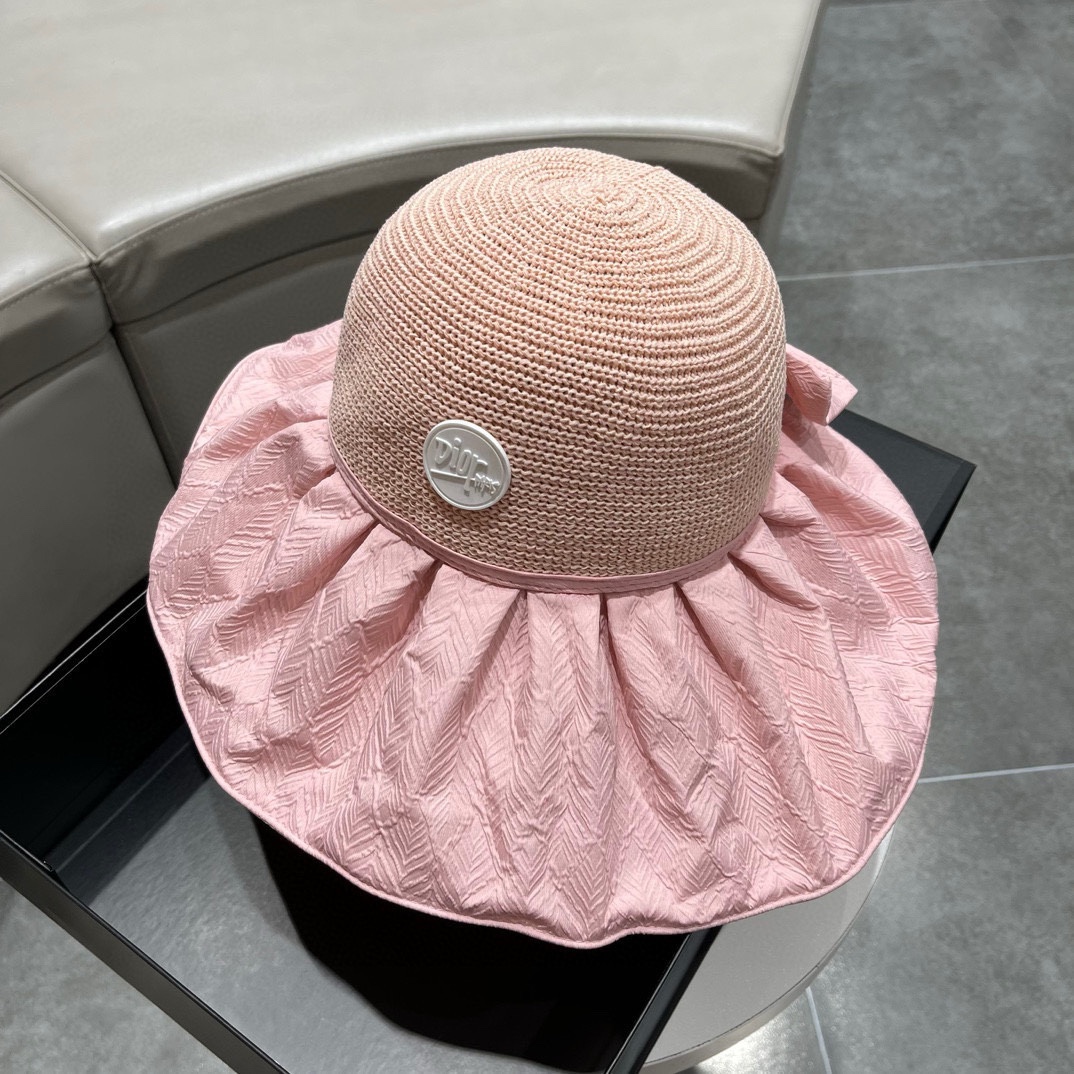 【Dior】Sombrero de pescador de ala ancha con lazo de primavera/verano, estilo de marca fácil de combinar, ¡cómpralo ya! …