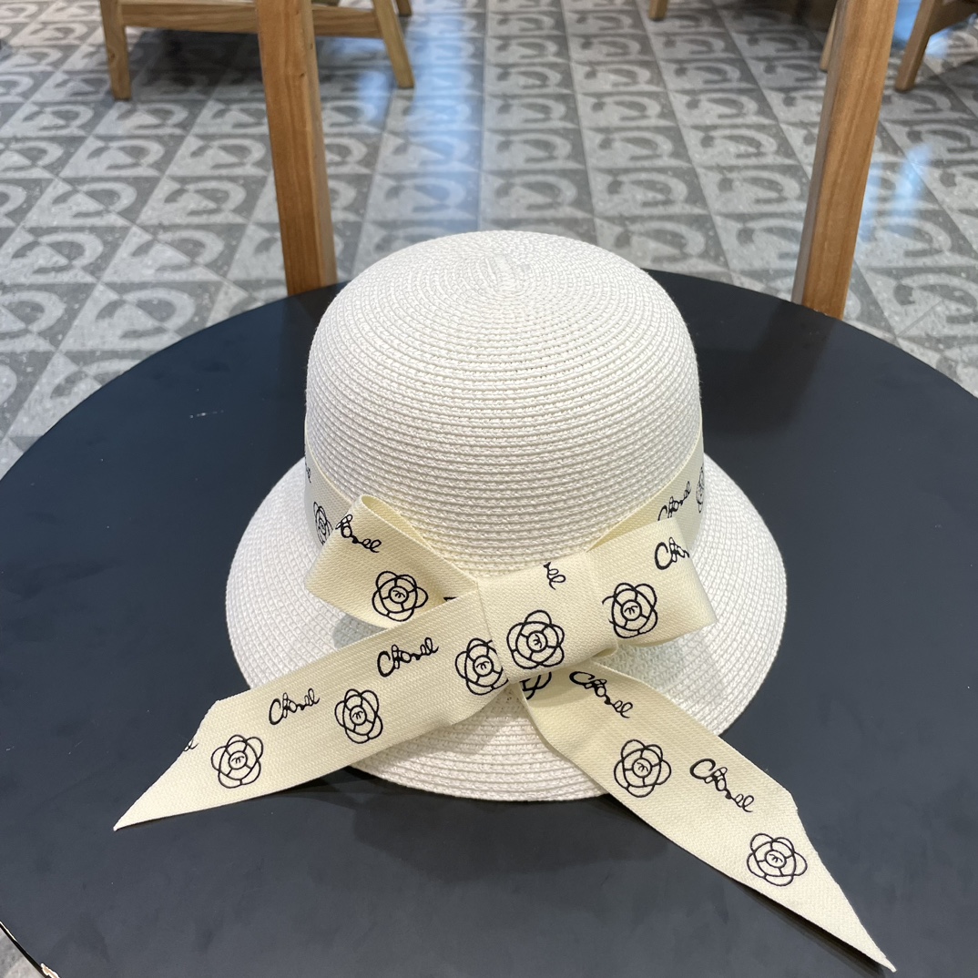 Chanel 2024 nuevo sombrero de paja estilo dama, sombrero de playa, circunferencia de cabeza 57cm, sombrero de pescador,…
