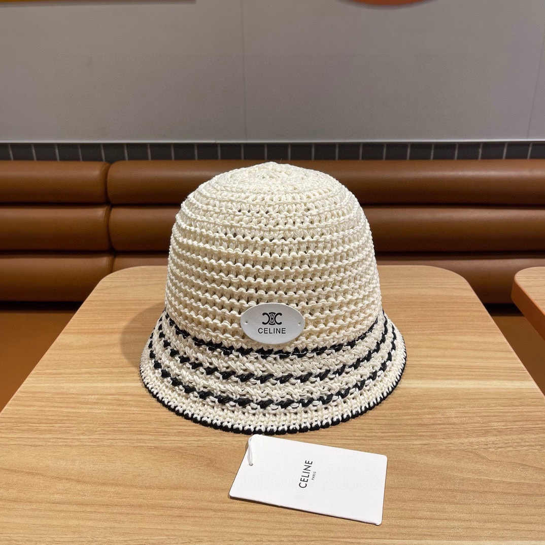 Sombrero de paja tejido Celine Cellne nuevo para mujer, que hace la cara más pequeña, para la playa en verano, protecci…