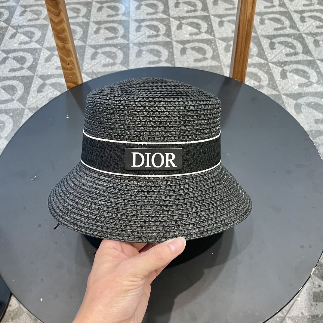 Dior Dior nuevo sombrero de paja, circunferencia de cabeza 57cm, sombrero de pescador, gorra de béisbol, gorro de punto
