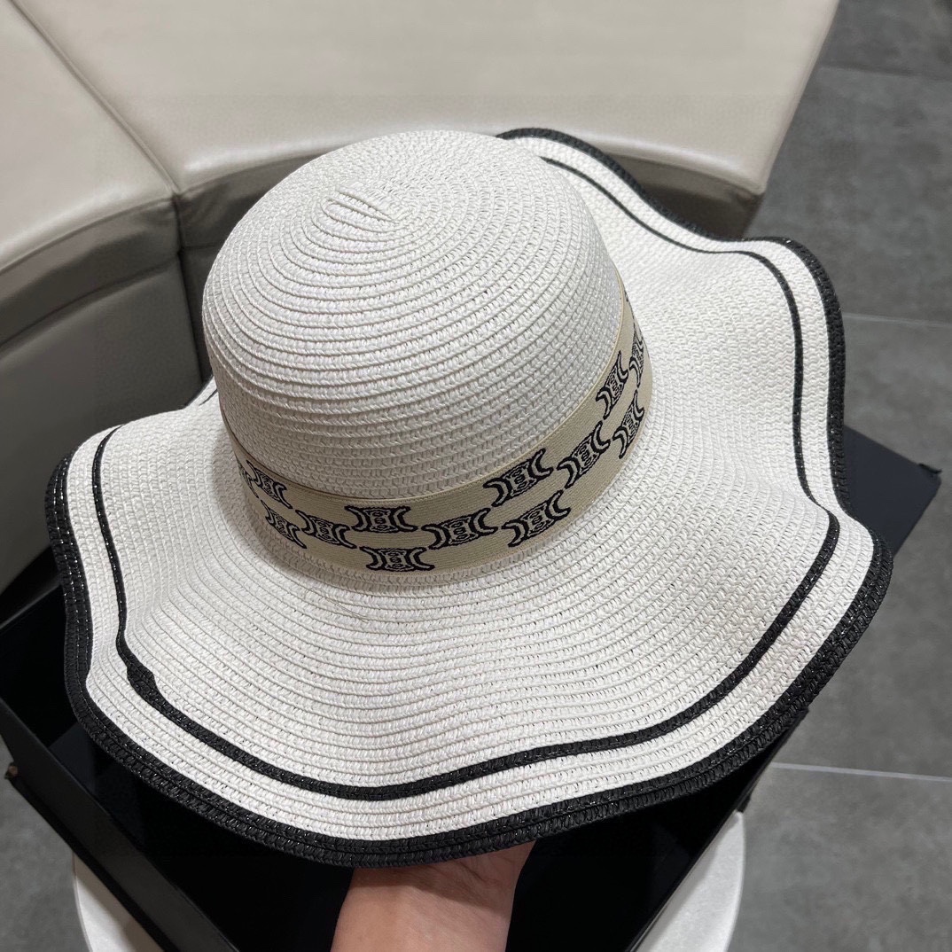 赛琳2024的新款草编遮阳草帽盆帽沙滩风简约大方百搭单品出街首选新款帽型超美腻新品上架