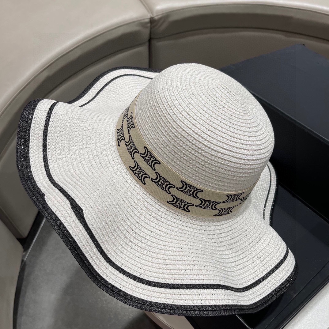赛琳2024的新款草编遮阳草帽盆帽沙滩风简约大方百搭单品出街首选新款帽型超美腻新品上架