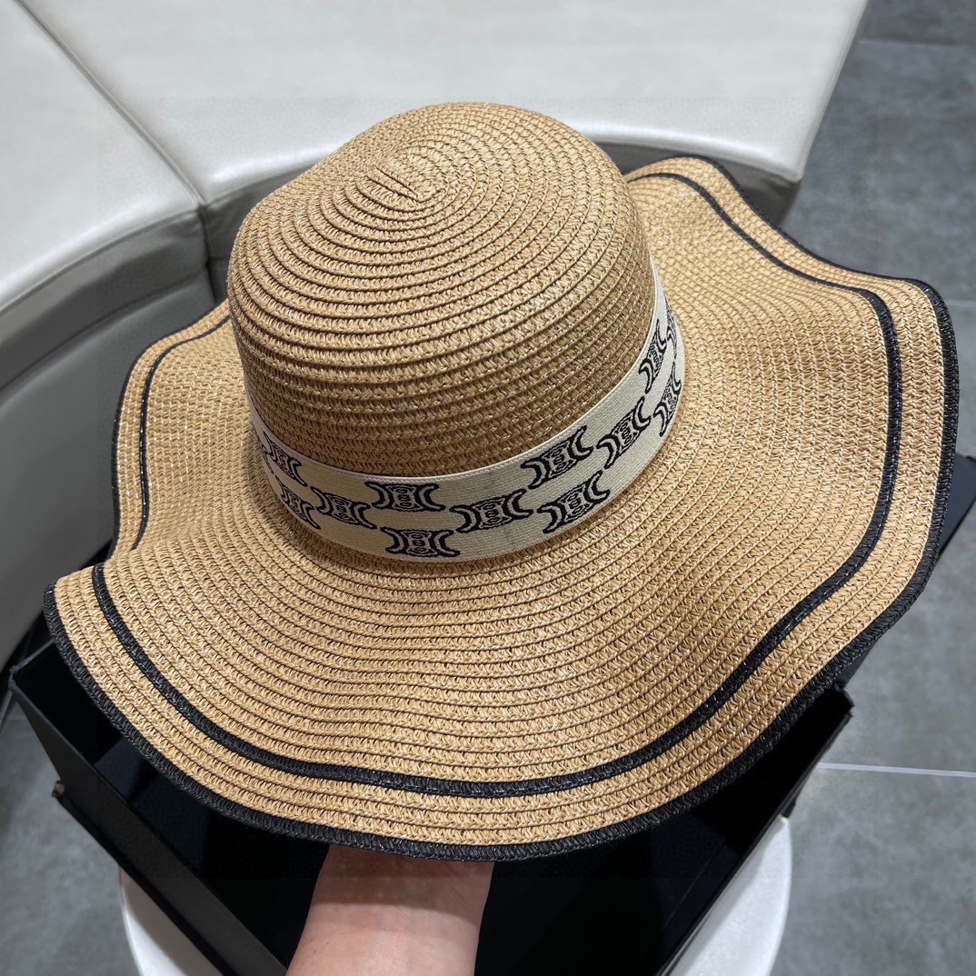 赛琳2023的新款草编遮阳草帽盆帽沙滩风简约大方百搭单品出街首选新款帽型超美腻新品上架