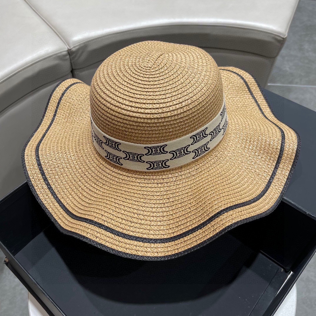 赛琳2023的新款草编遮阳草帽盆帽沙滩风简约大方百搭单品出街首选新款帽型超美腻新品上架