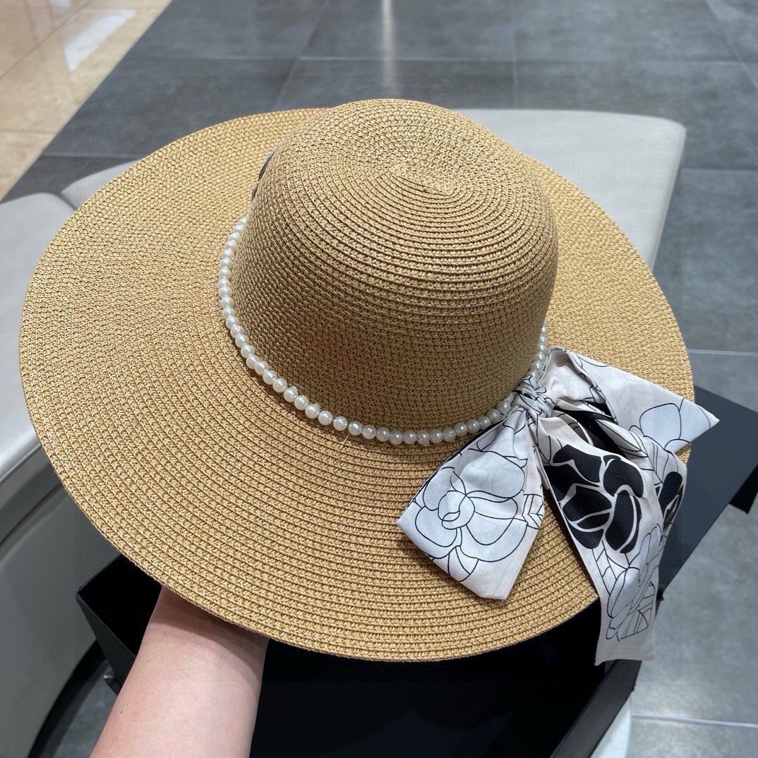 Chanel香奈儿2024新款小香度假风大沿盆帽草帽旅行必备超好搭配赶紧入手！