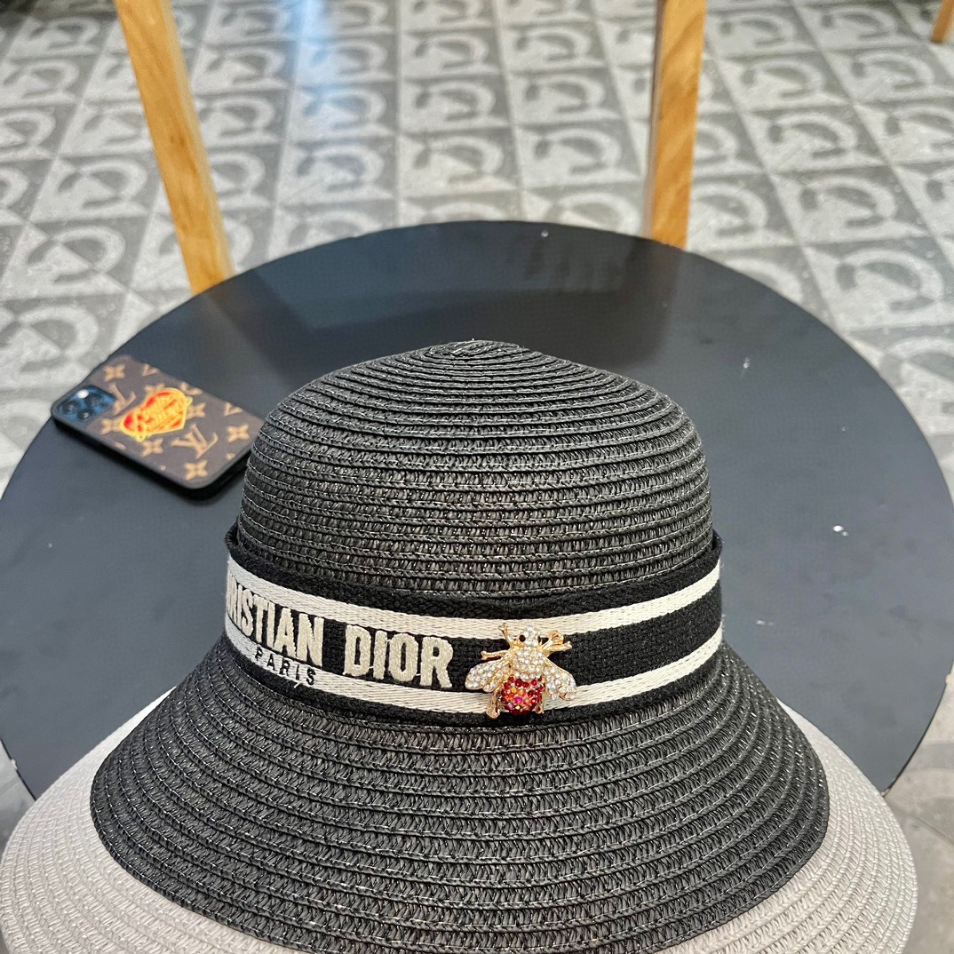 Dior迪奥2024年夏季新款草帽拼色设计头围57cm