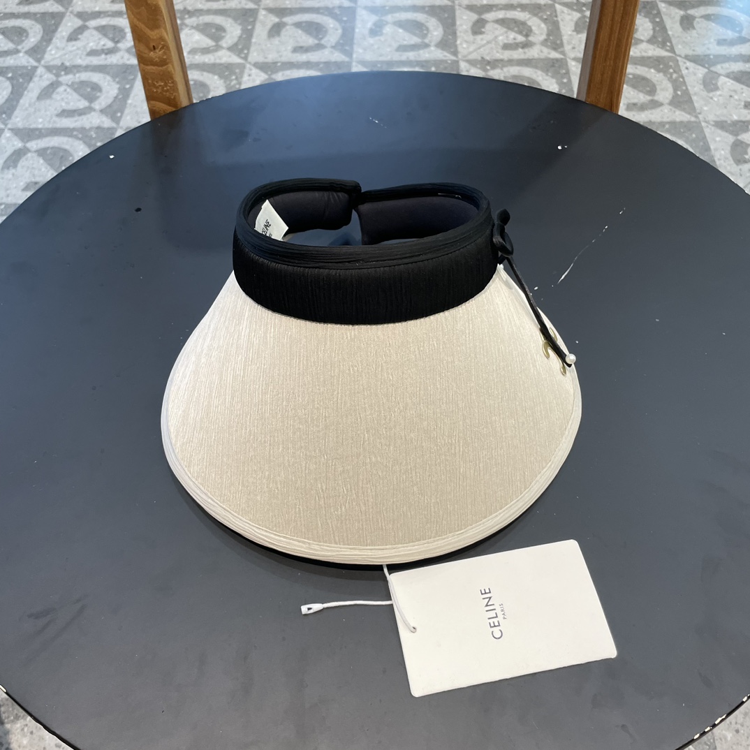 Celine 2024 nuevo sombrero sin copa con diadema ligera para mujer, verano, protección UV con disco negro, sombrero para…