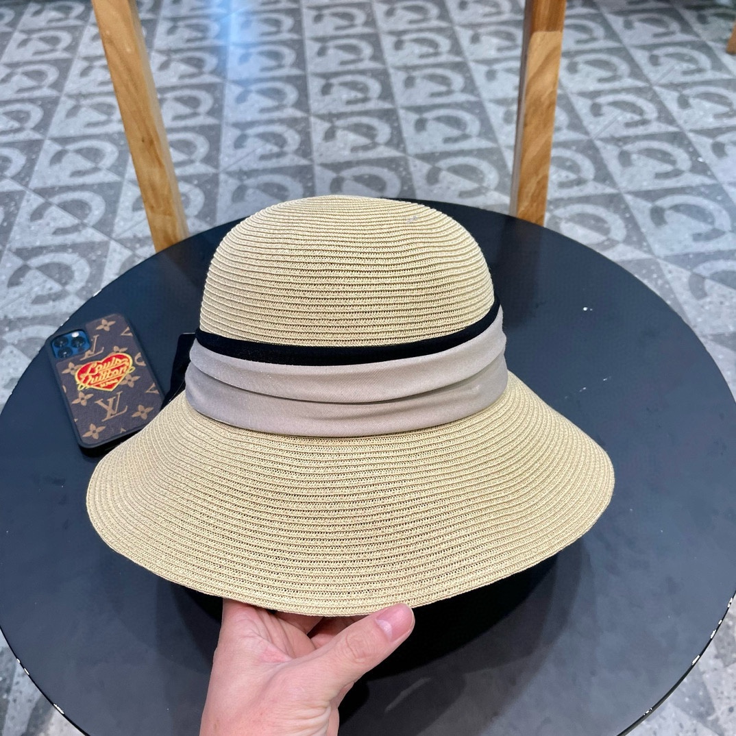 香奈儿Chanel蝴蝶结草帽女新款夏季海边大帽檐遮阳帽防晒防紫外线沙滩太阳帽子