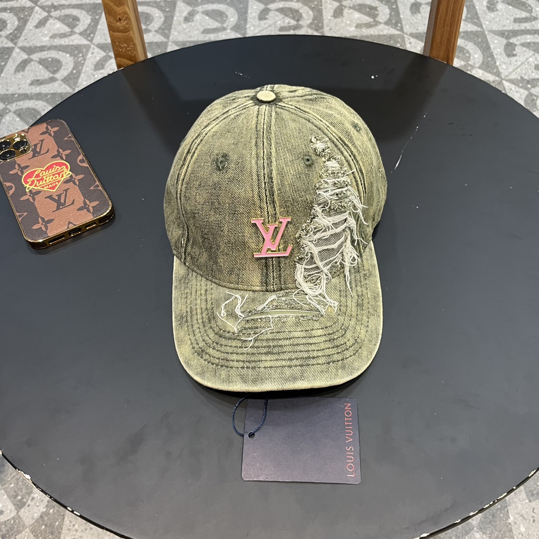 LV Louis Vuitton 2024 nuevo modelo de mostrador sincronizado, gorra de béisbol vaquera lavada con bordado y desgastado,…