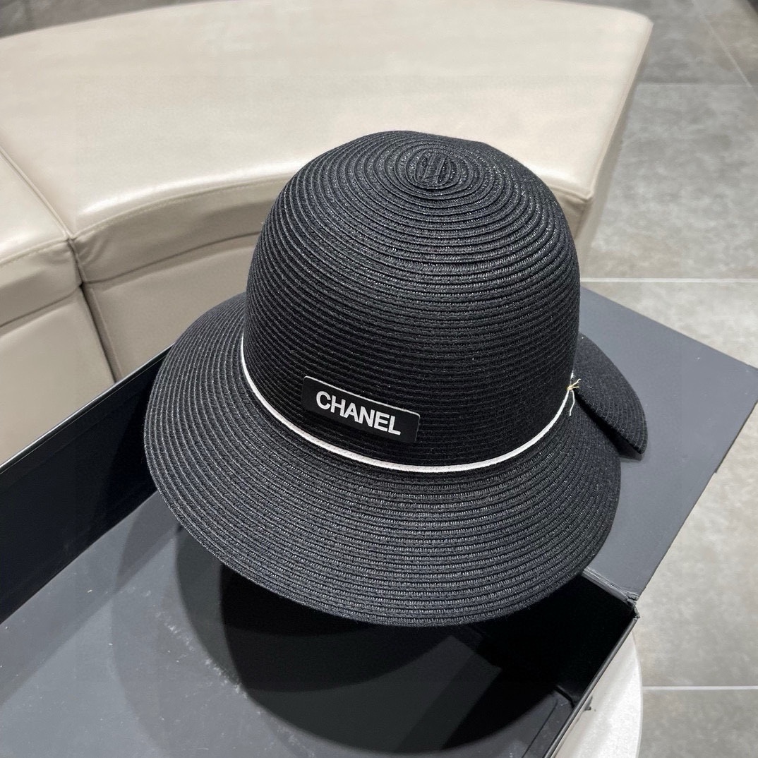 【Chanel香奈儿】2024 nuevo sombrero de paja tejido, esencial para vacaciones y ocio, un sombrero elegante y generoso, sombre…