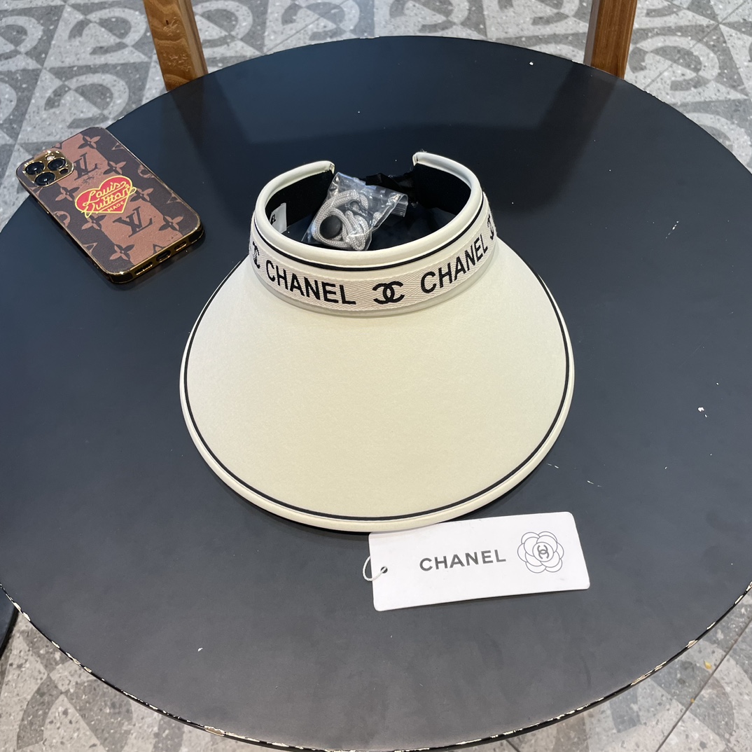 【CHANEL】Sombrero sin copa de lujo con pedrería, nuevo verano 2024, elegante, versátil, sombrero de pescador, gorra de b…