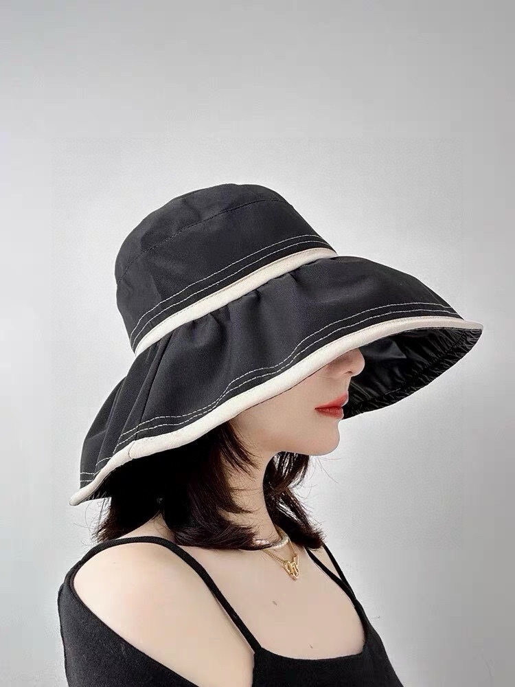 Sombrero de pescador de Chanel con protección solar de vinilo para mujer, verano, cubre toda la cara, sombrero de sol a…