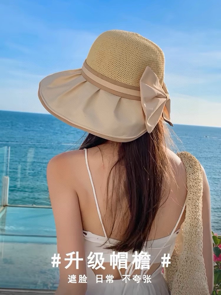 Sombrero de pescador LOEWE para mujer 2024, protección solar anti-UV, ala ancha, para cabezas grandes, paja