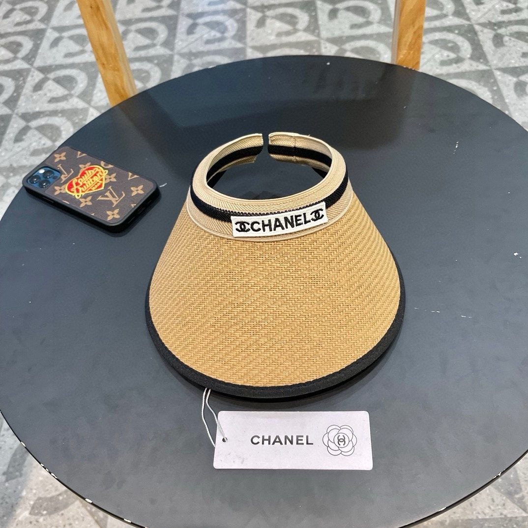【CHANEL】2024 nueva colección de verano, gorra de sol estilo Chanel, sin copa, de marca, muy conveniente, fácil de combi…