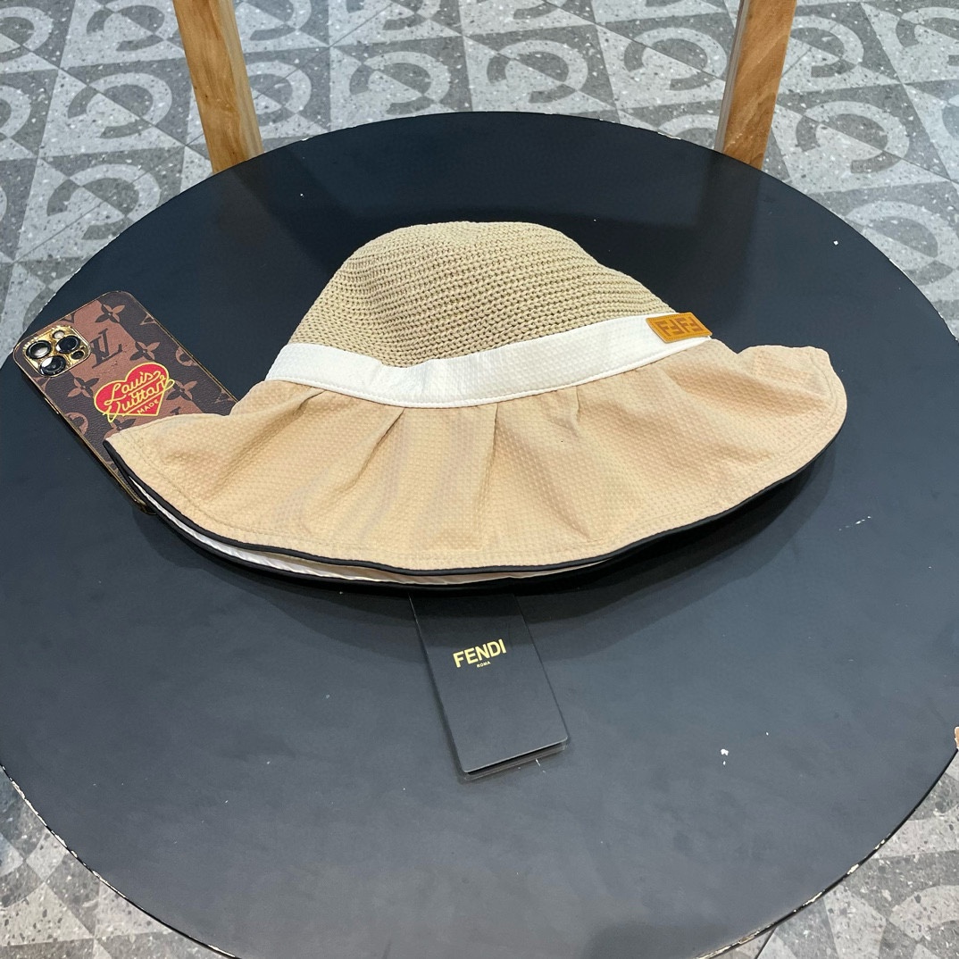 Sombrero de pescador FENDI con cola de caballo para mujer, para exteriores en verano, sombrero para el sol, nuevo model…