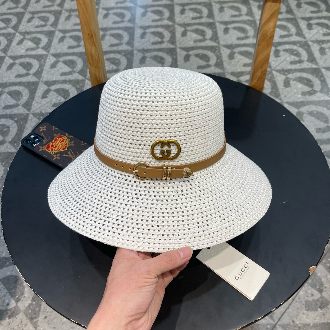 Sombrero de paja Gucci 2024 nuevo modelo, sombrero de sol elegante, imprescindible para viajes y salidas