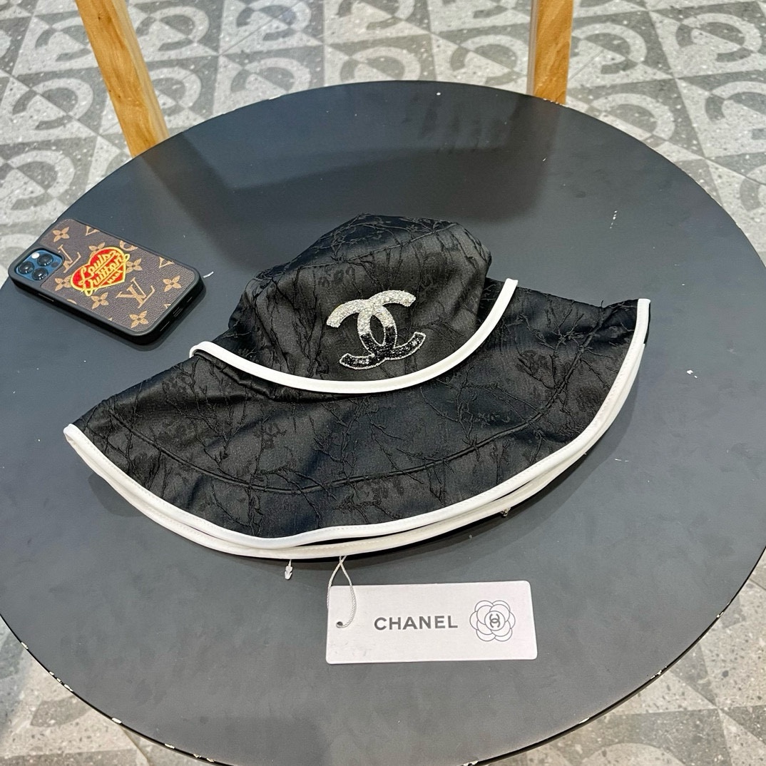 Chanel sombrero de pescador de primavera/verano con lazo texturizado, protección solar, estilo coreano, ala ancha que c…