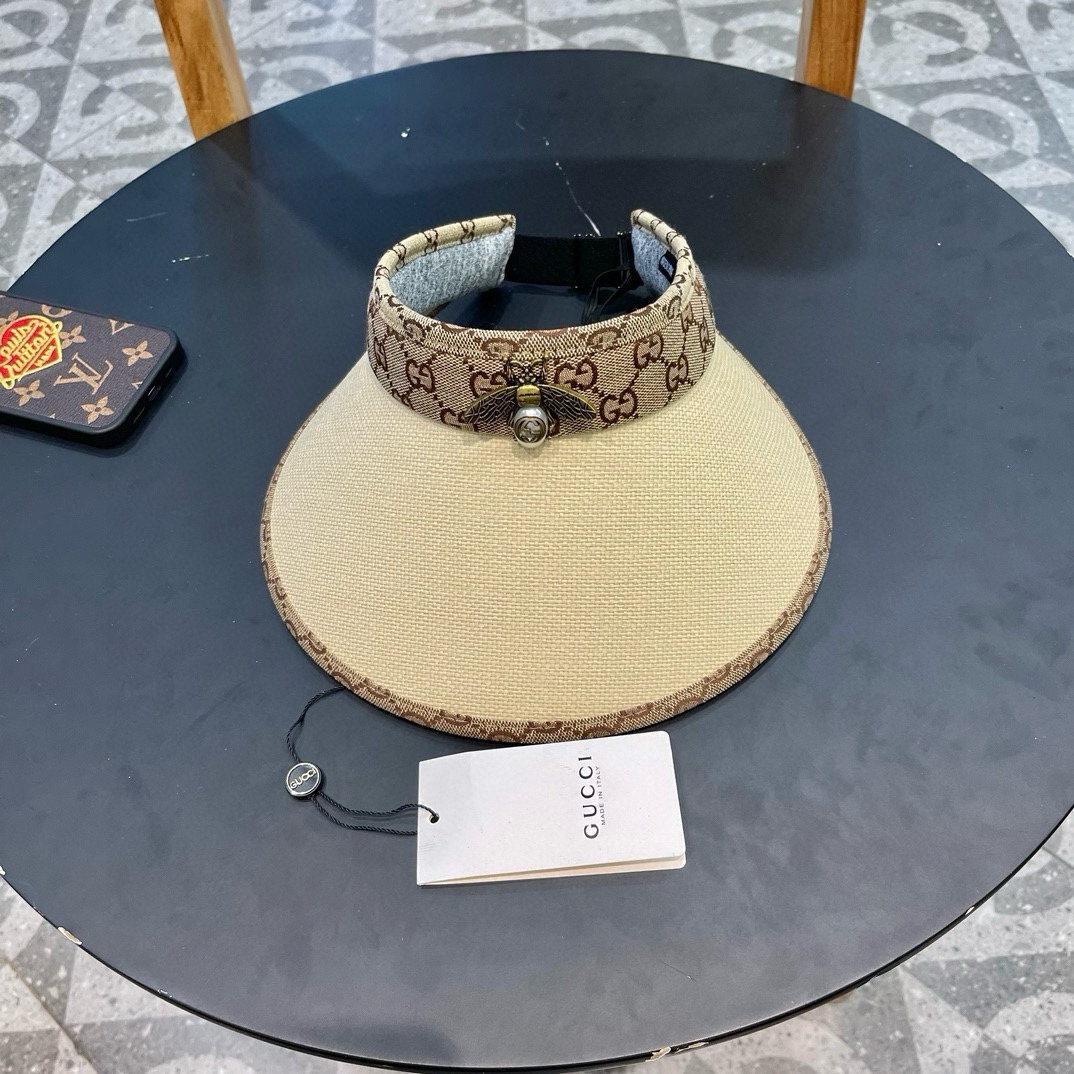 Gucci GUCCI modelo popular, mismo modelo que en tiendas, sombrero de sol sin copa, ¡muy práctico! ¡Fácil de combinar! I…