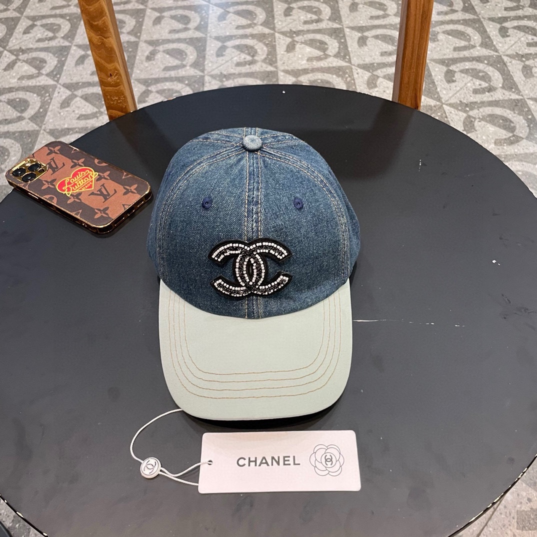 Chanel Sombrero de béisbol vaquero combinado nuevo de principios de primavera 2024, estilo de gran marca, clásico unisex
