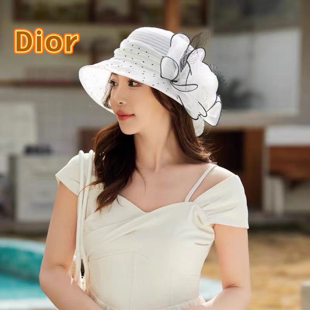 Dior sombrero de sol de moda estilo coreano para mujer, verano, con flores grandes, plegable para exteriores, protecció…