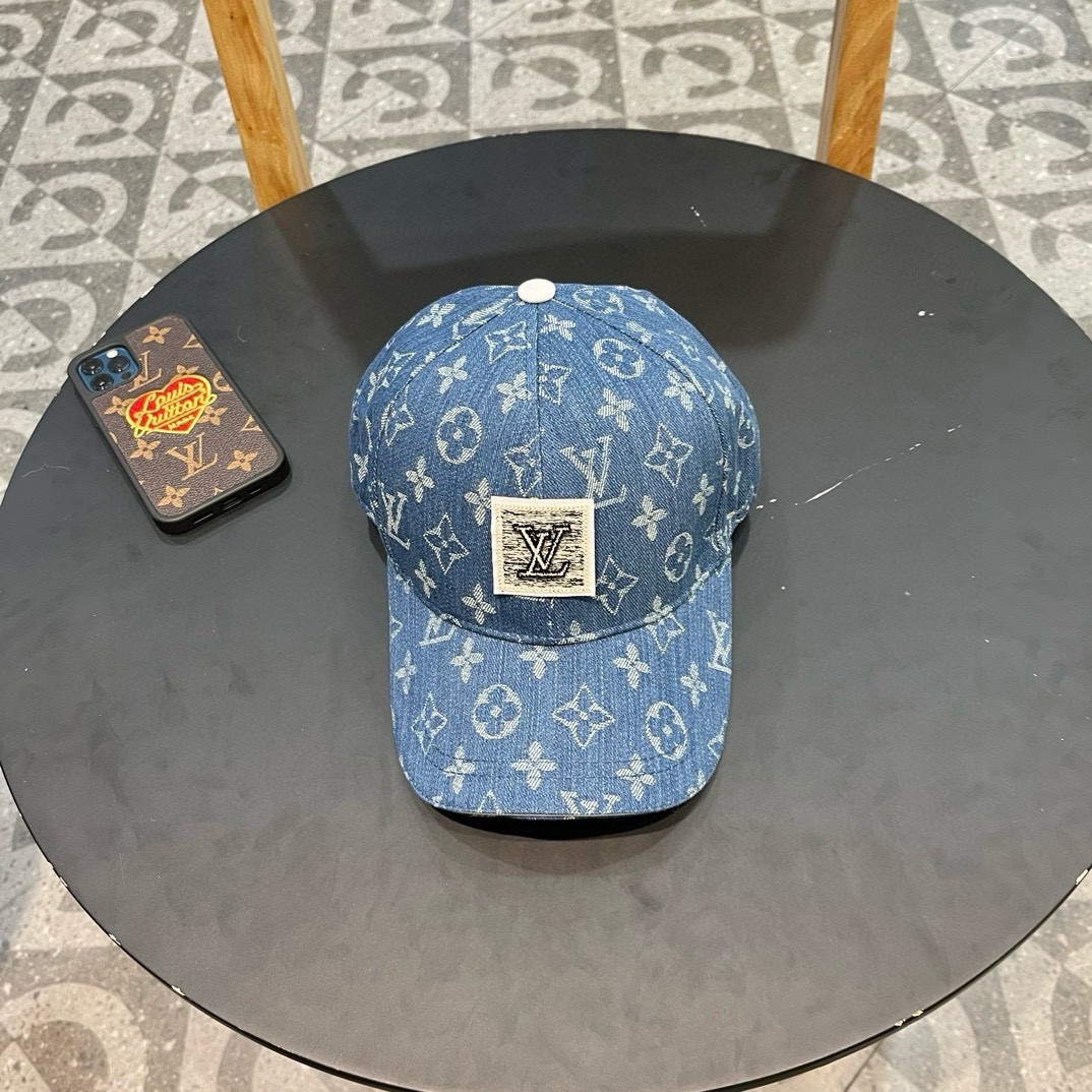 LV Louis Vuitton nueva gorra de béisbol de réplica original, jacquard vaquero LV, molde 1:1 de la tienda oficial, lona …