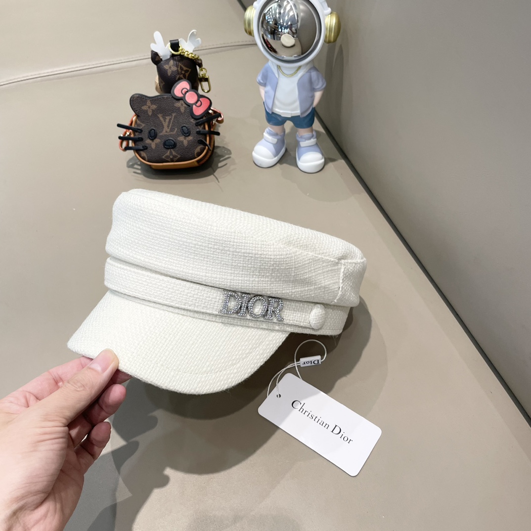 DIOR sombrero de ocho paneles de algodón y lino coreano, color liso, retro y versátil, para mujer, para primavera y oto…