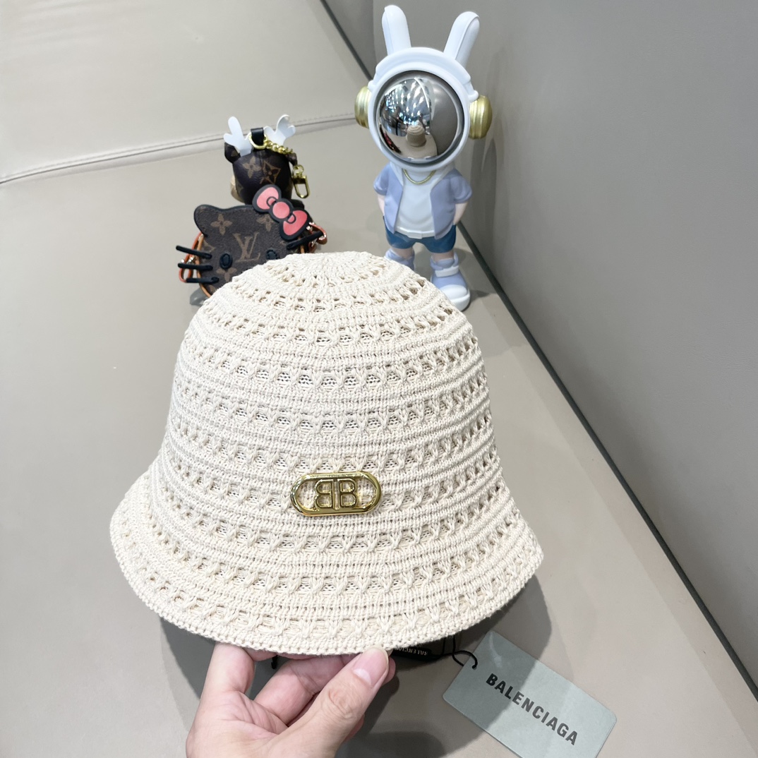 Sombrero de pescador de punto calado de estilo japonés de Balenciaga para otoño e invierno, nuevo 2024, color…