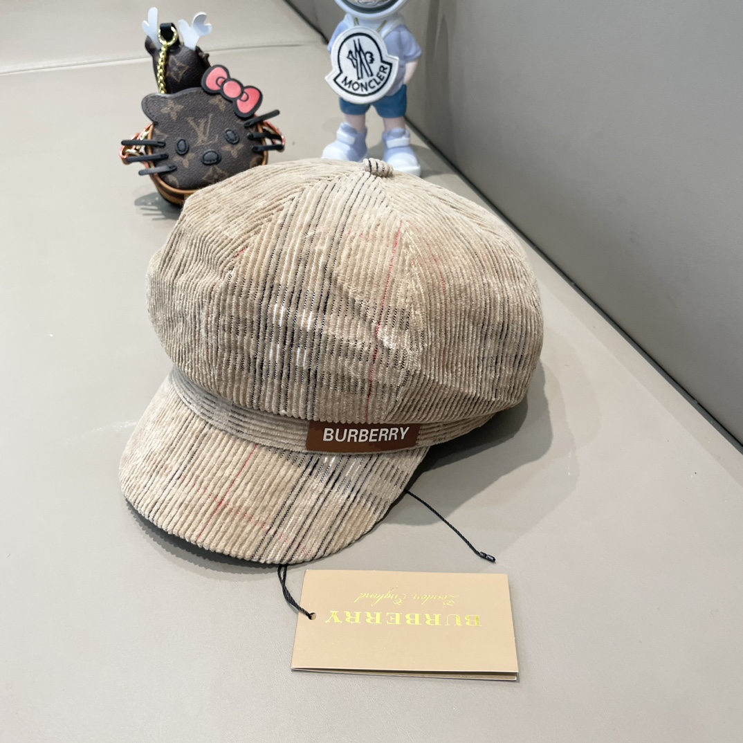 Gorro de calabaza Burberry de otoño e invierno, gorra de pintor octagonal, circunferencia de cabeza 57 cm
