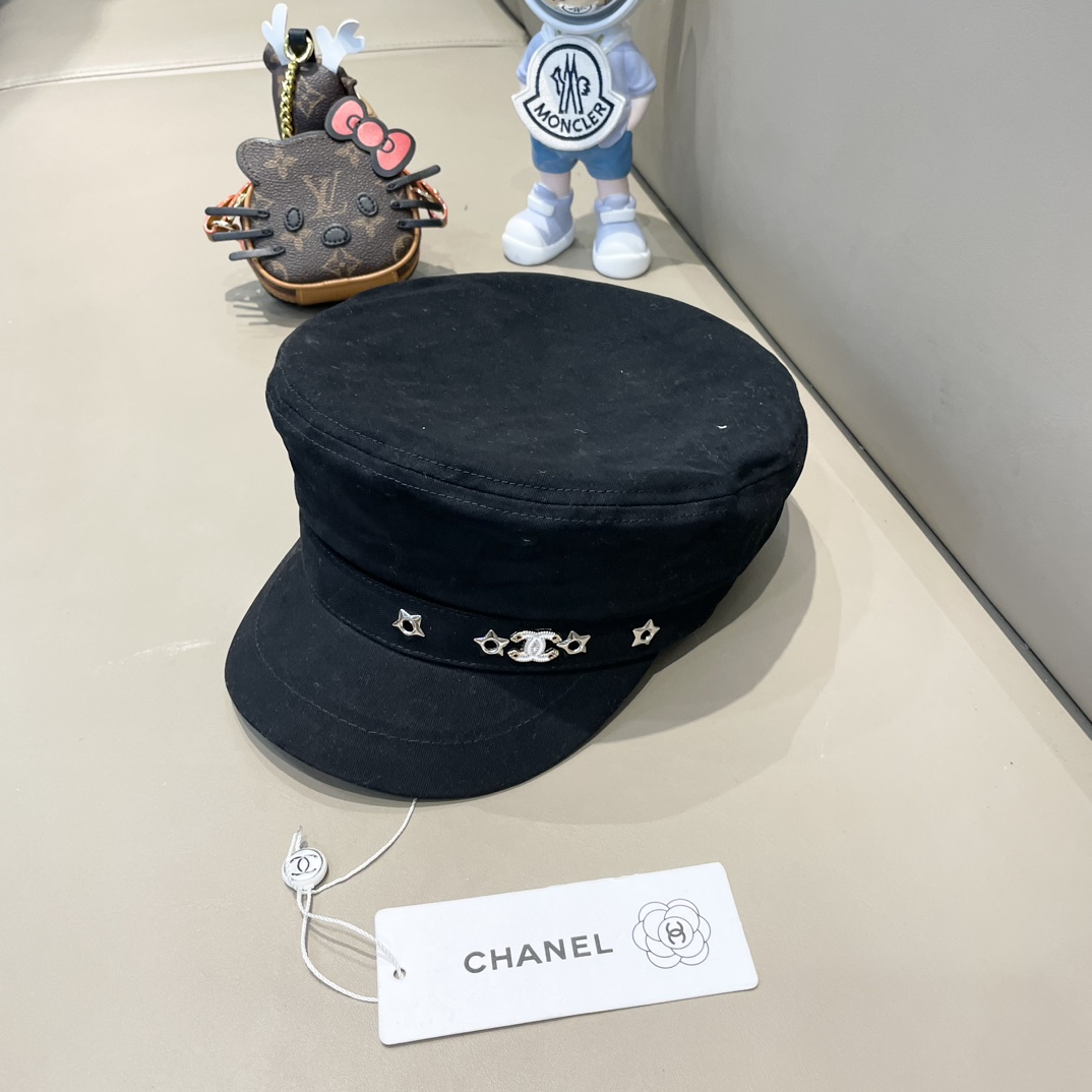 Gorra de visera Chanel para mujer 2024 nueva boina estrella gorra naval estilo y2k japonesa para cara pequeña gorra oct…