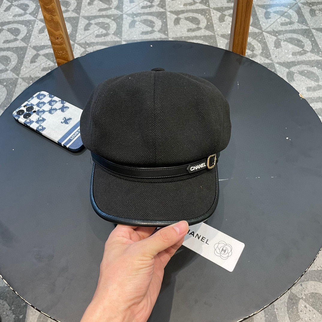 Chanel香奈儿 nuevo estilo gorra octagonal de pintor, gorra de visera con lentejuelas, nuevo estilo de primavera y otoño, c…
