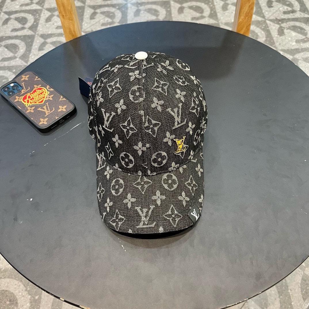 Gorra de béisbol vaquera nueva de LV Louis Vuitton, tecnología mejorada, estilo vaquero lavado con estilo urbano, más a…
