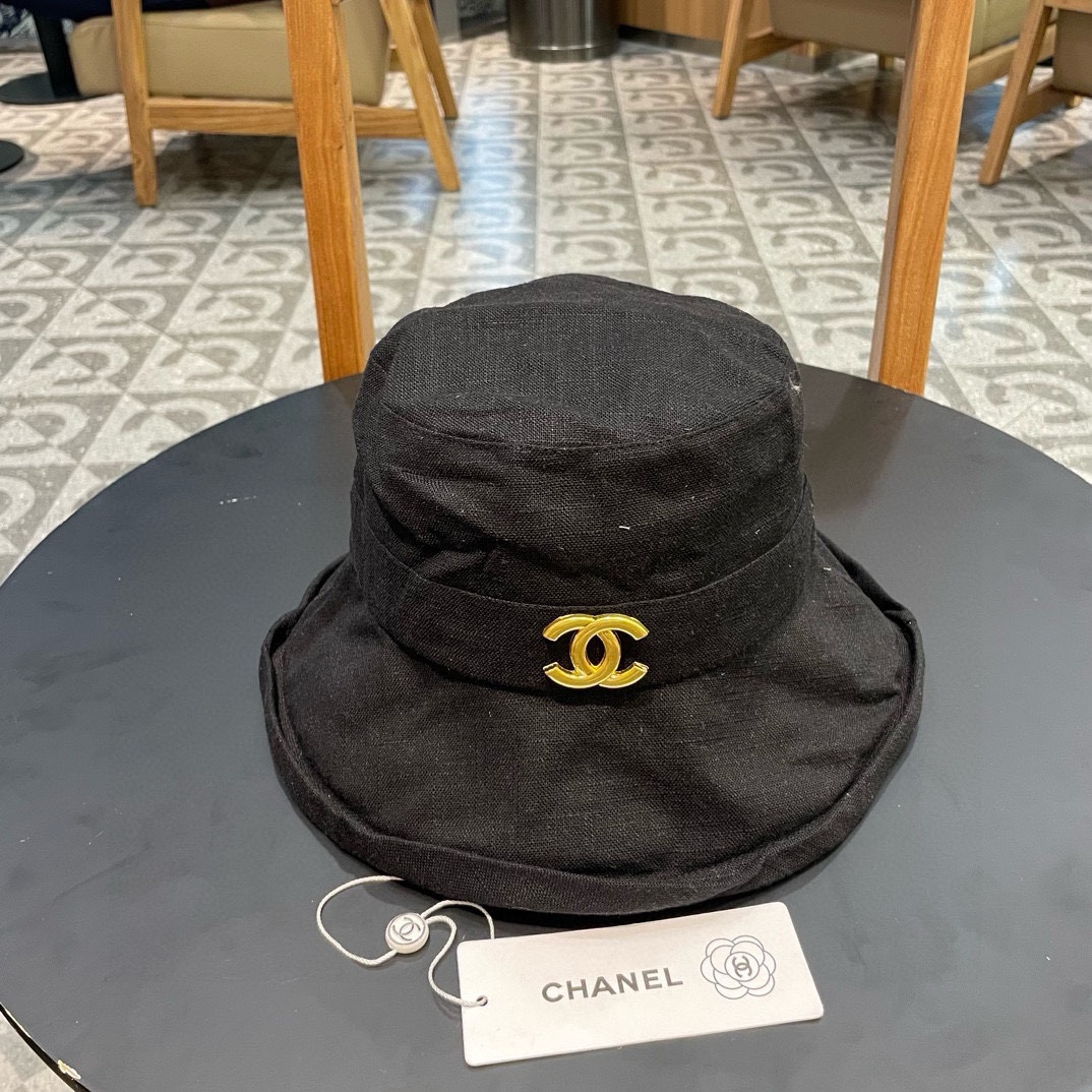 【CHANEL香奈儿】sombrero de pescador de ala ancha de estilo pequeño y elegante, nuevo diseño 2024, retro y artístico