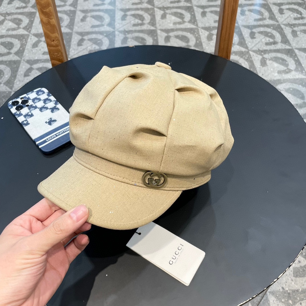 Boina Gucci con ala rígida para mujer, otoño e invierno, adelgaza la cara, estilo coreano, ajustable, sombrero de invie…