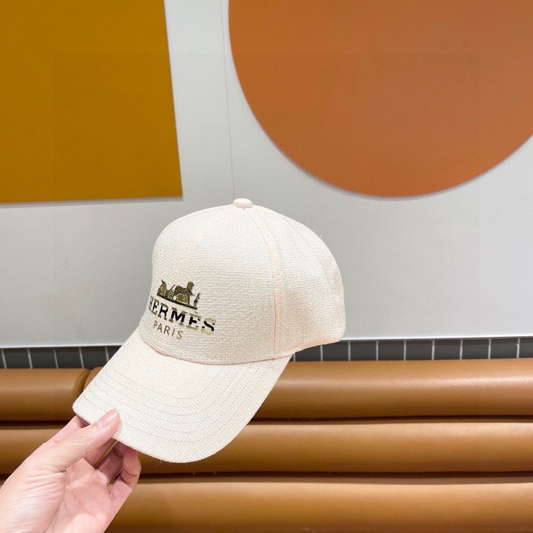 Hermès HERMES, gorra de béisbol con estampado limitado, forro original de la web oficial, versión alta para los que ent…
