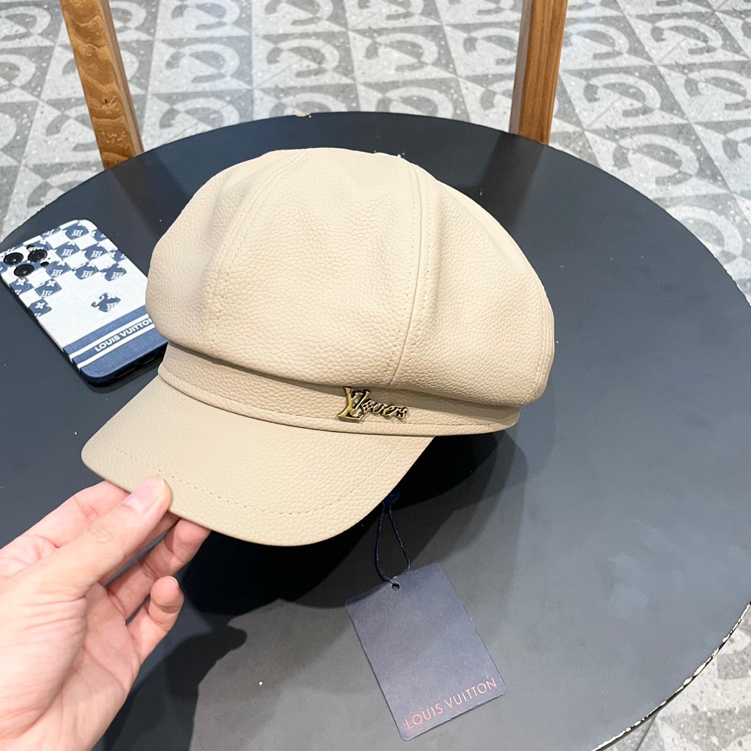 Gorra de pescador negra de ocho paneles lv Louis Vuitton para mujer, para primavera, otoño e invierno, estilo periodist…