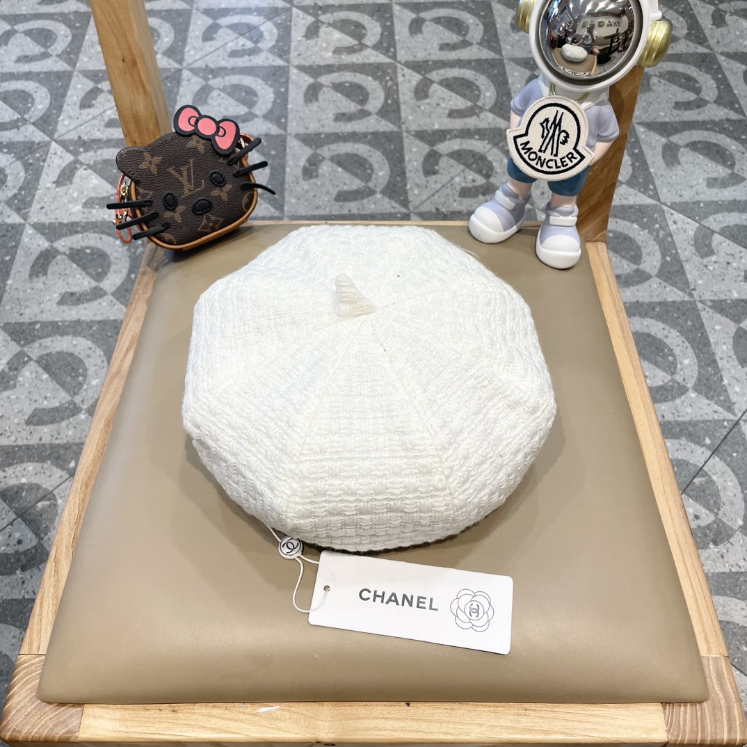 Boina Chanel estilo coreano retro con pliegues de color liso, para mujer, primavera y otoño, de moda, artística, dulce …