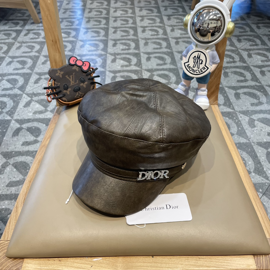Gorra militar Dior para mujer, otoño, con letras cosidas, versátil, hace la cara pequeña, gorra de visera, retro britán…