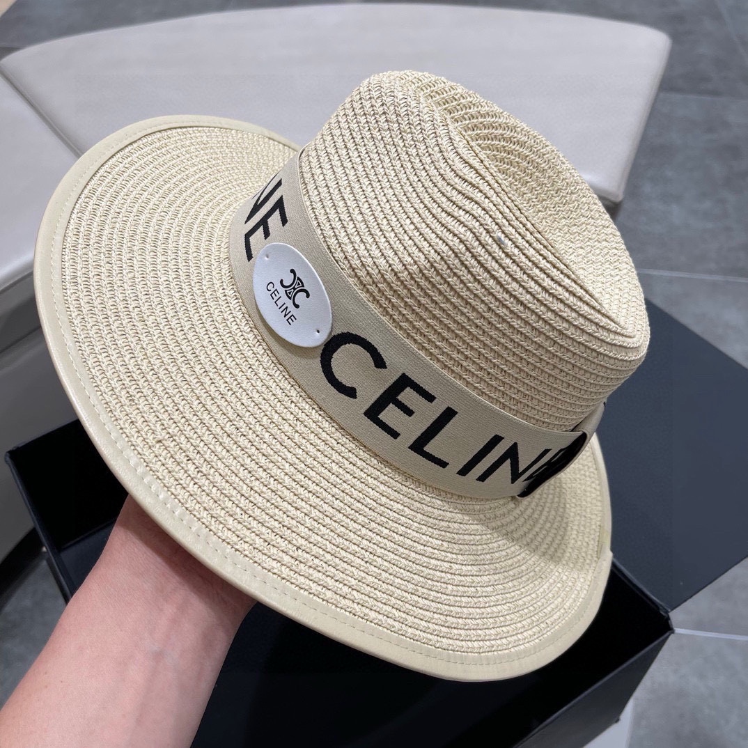 【Celine赛琳】新款细麻材质编织草帽，度假休闲必备，优雅大方的一款